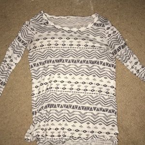 A long sleeve black and white shirt